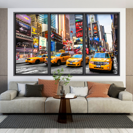 3D Wandtattoo - Optische Täuschung - New Yorker Taxis