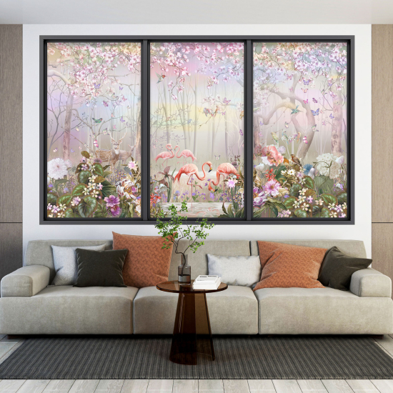 3D Wandtattoo - Optische Täuschung - Rosa Flamingos