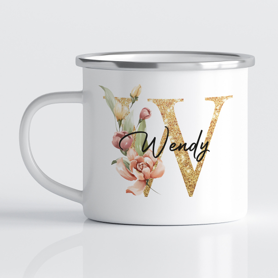 Emaille tasse personalisiert - Buchstabe W