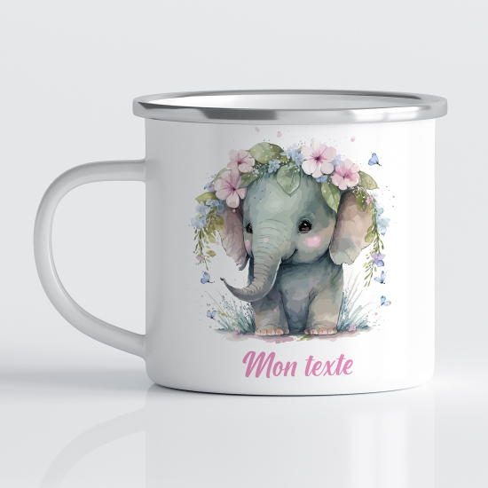 Emaille tasse personalisiert für Kinder - Elefant