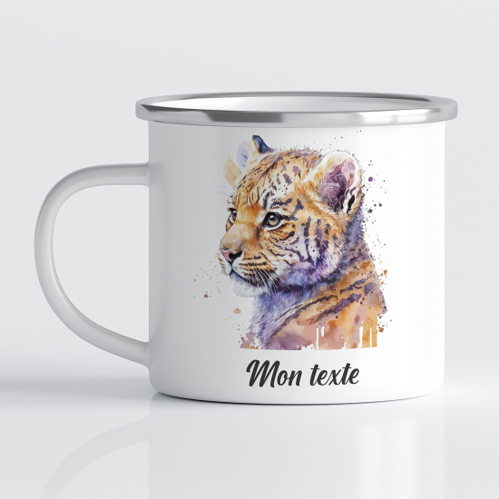 Emaille tasse personalisiert für Kinder - Tiger