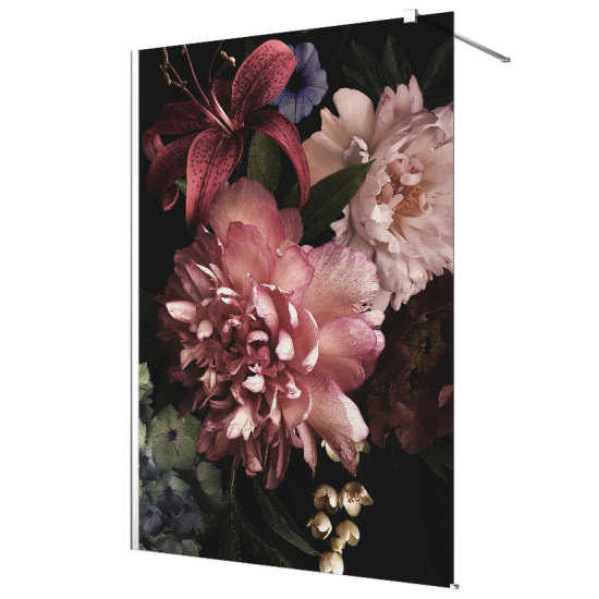 Glasdekor Dusche, Druck auf Sandstrahlfolie - Blumen