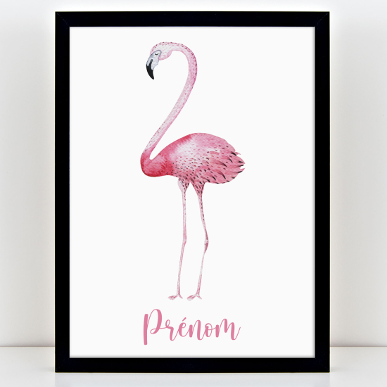 Kinderzimmer Poster personalisiert - Rosa Flamingo
