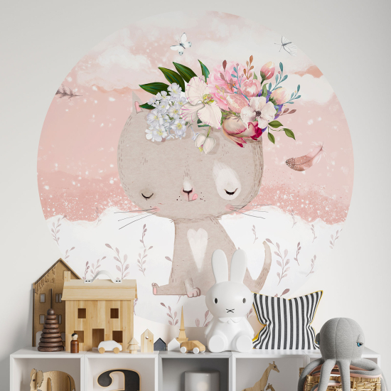 Kinderzimmer Wandtattoo rund - Kätzchen