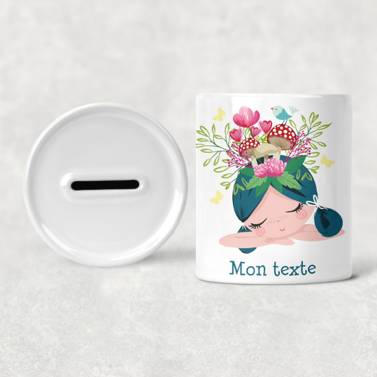 Personalisierte Sparschwein für Kinder - Kleines Mädchen Pilze