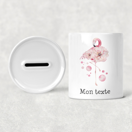 Personalisierte Sparschwein für Kinder - Rosa Flamingos