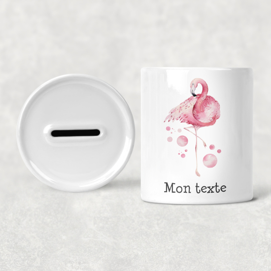 Personalisierte Sparschwein für Kinder - Rosa Flamingos