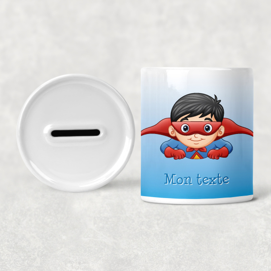 Personalisierte Sparschwein für Kinder - Superheld