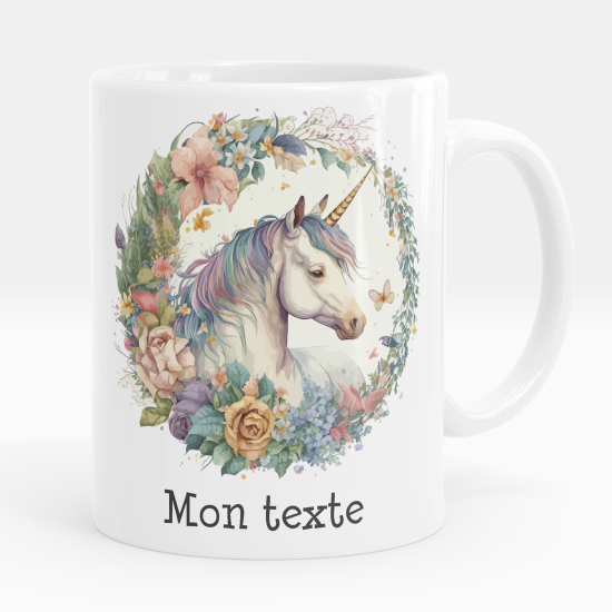 Personalisierte Tasse - Einhorn Blumen