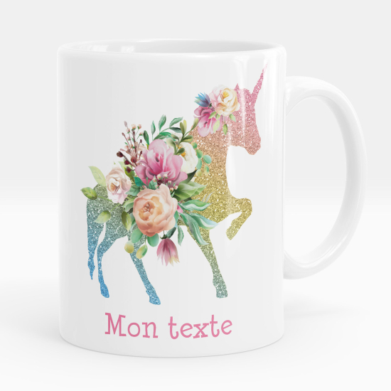 Personalisierte Tasse - Einhorn Blumen