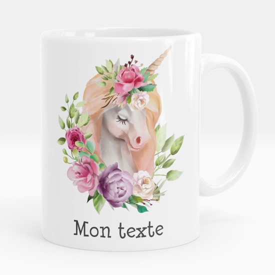 Personalisierte Tasse - Einhorn Blumen