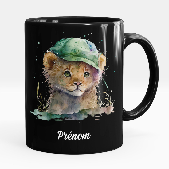 Personalisierte Tasse - Schwarze - Baby-Tiger-Kappe