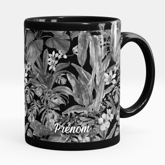 Personalisierte Tasse - Schwarze - Blumen
