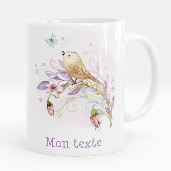 Personalisierte Tasse - Vogel Blumen