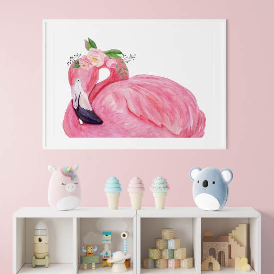 Personalisiertes Kinderposter - Rosa Flamingo