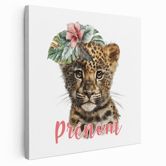 Personalisiertes Leinwandbild Kinderzimmer - Baby Leopard