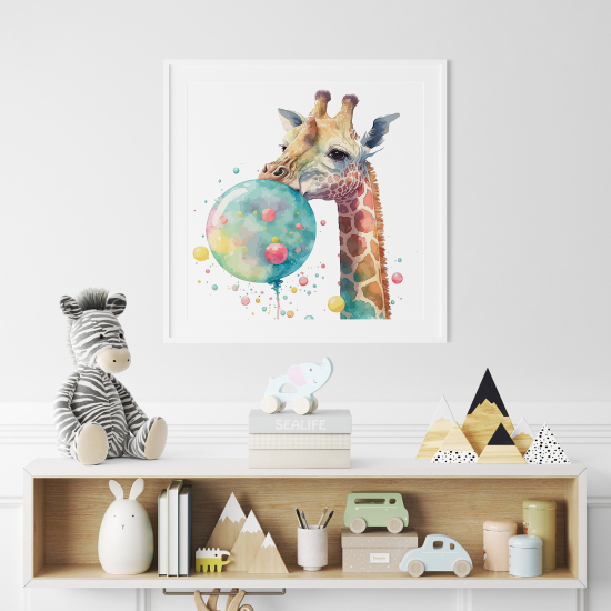 Poster Kinder - Bunte Blasengiraffe