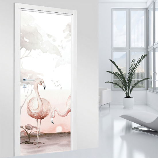 Türaufkleber - Rosa Flamingos