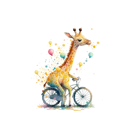 Fototapete Kinderzimmer - Giraffe auf dem Fahrrad
