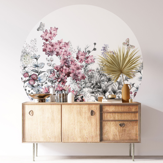 Wandtattoo rund - Blumenmuster