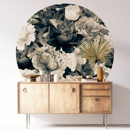 Wandtattoo rund - Blumenmuster